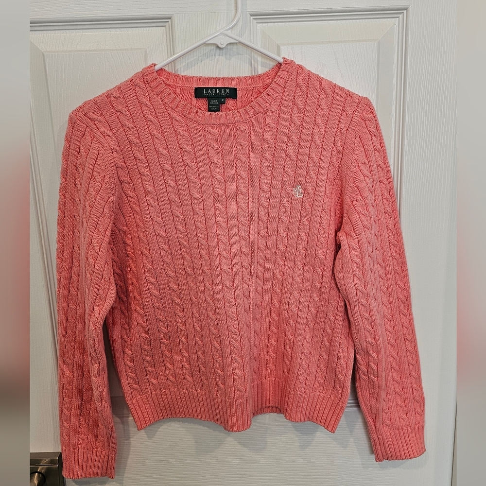 Lauren Ralph Lauren Women's Light Pink Knit Y2K Sweater Size--M - Picture 2 of 12